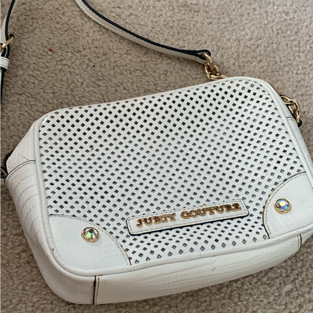 Juicy Couture White Perforated Crossbody Bag